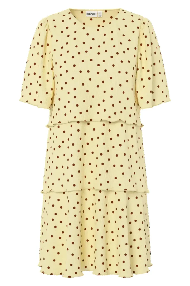Pieces - Pcflora Ss Layering Dress - 5082812 French Vanilla Dots
