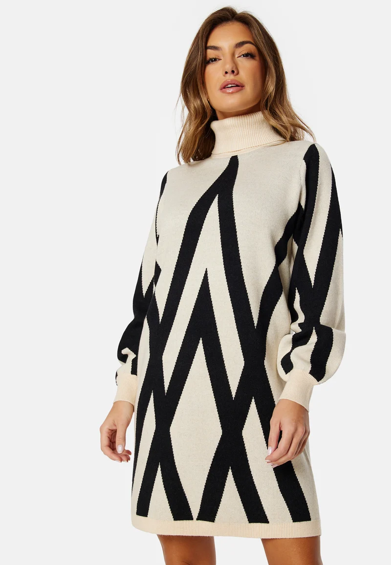 Objray L/S Knit Rollneck Dress