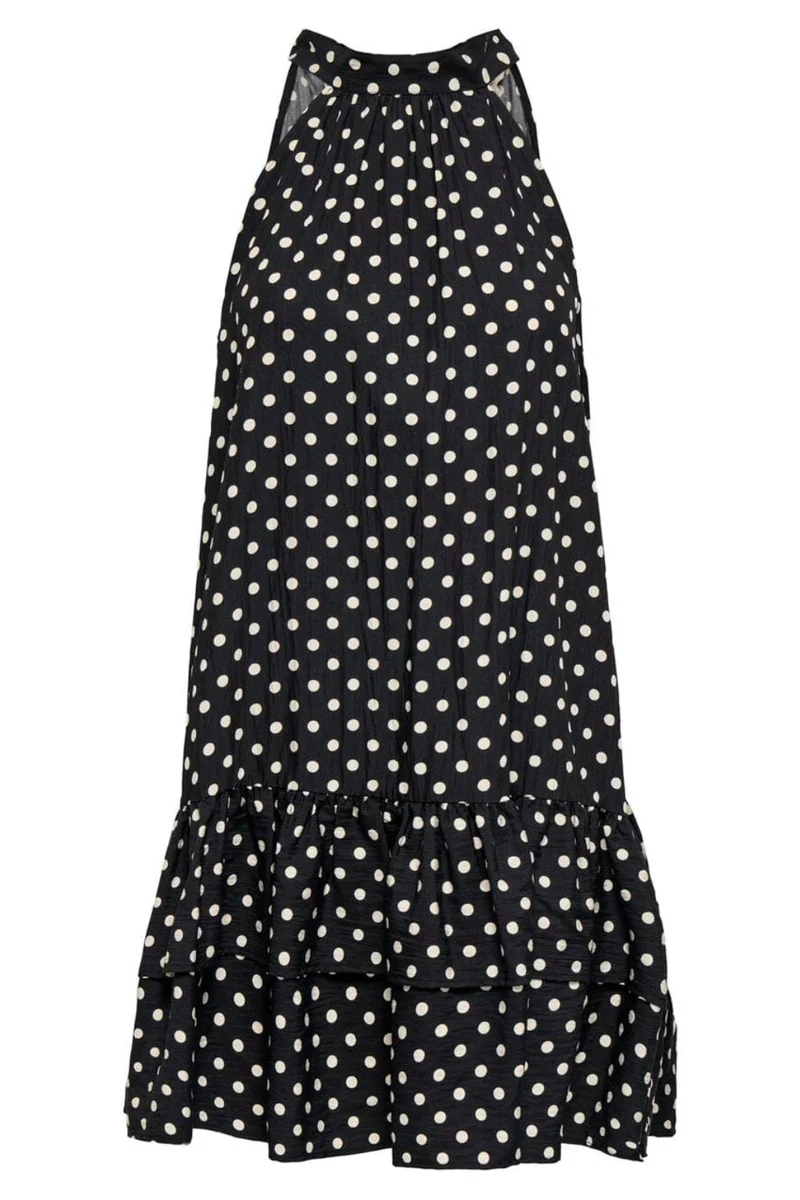 Only - Onlzazie S/L Short Frill Dress - 5140500 Black Sandshell Dot