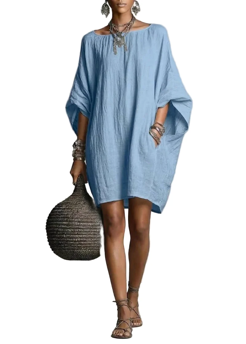 Dam Klänning Oversized Casual med Batwing-ärm