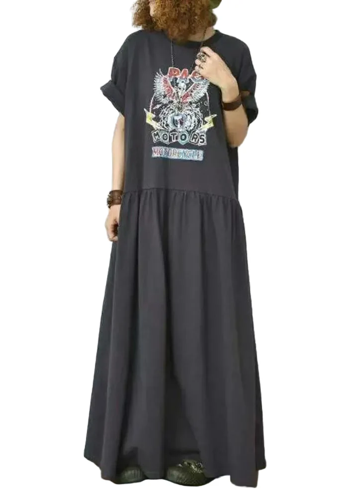 Damklänning Boho Stil Lång Fåll