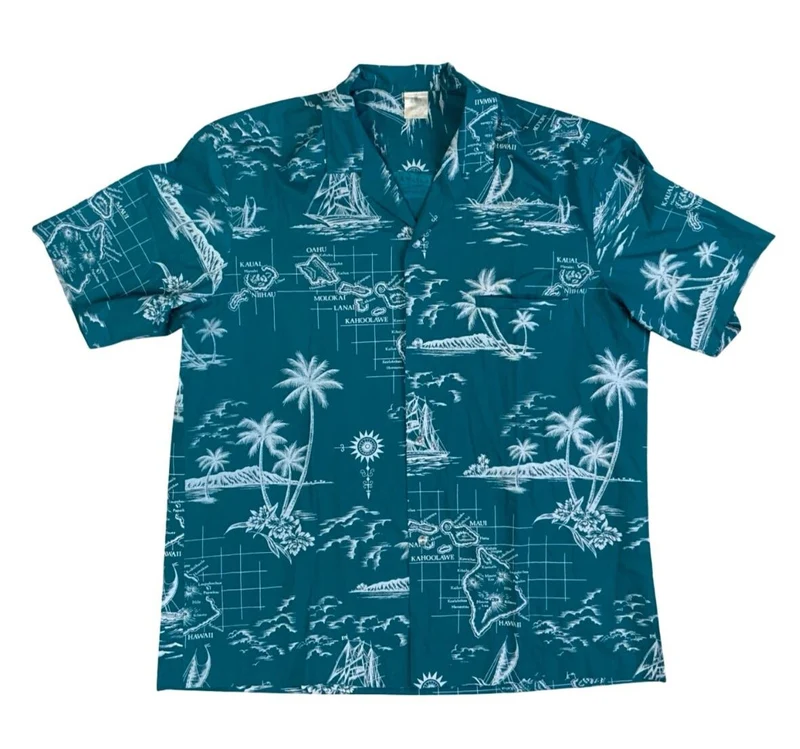 VTG REYN ROYAL CREATIONS HAWAIIAN MADE ALOHA SHIRT COTTON TIKI ROCKABILLY XL 44”