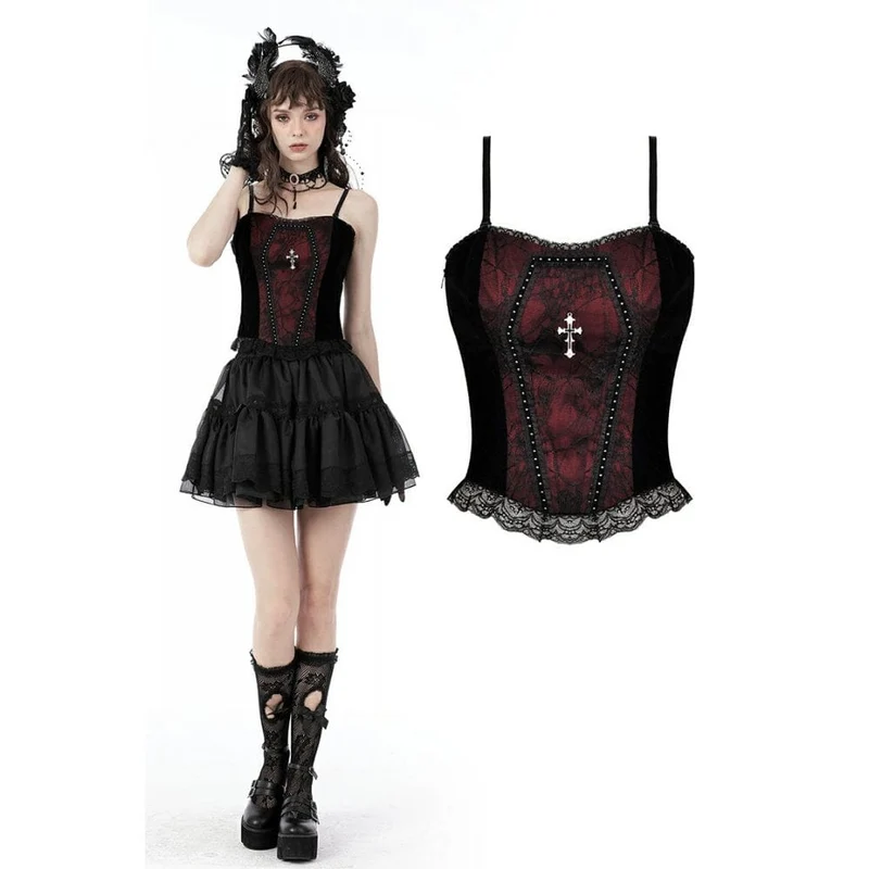 Gothic Cross Jacquard Overbust-korsetter för kvinnor