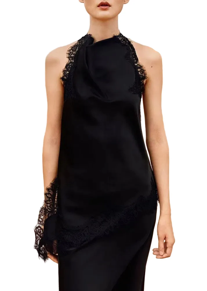 Damtop Halter Asymmetrisk Patchwork