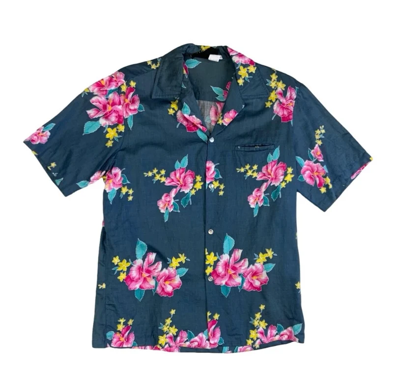 VTG ROYAL CREATIONS HAWAIIAN MADE ALOHA SHIRT COTTON TIKI ROCKABILLY M 40”
