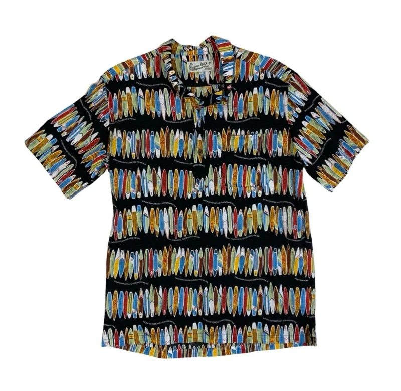 VTG PIKO HAWAIIAN LONGBOARD SMOCK ALOHA SHIRT RAYON TIKI ROCKABILLY M 40”