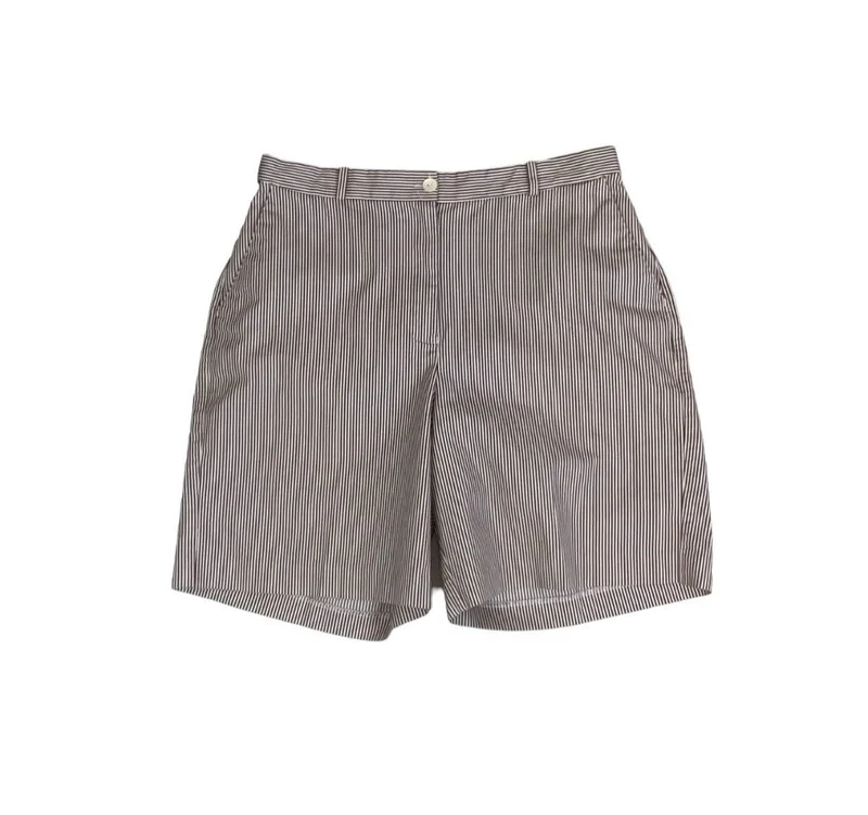 VTG 90s 'EP PRO' BROWN WHITE STRIPE MOM HIGH-WAIST GOLF SUMMER SHORTS SMALL 10