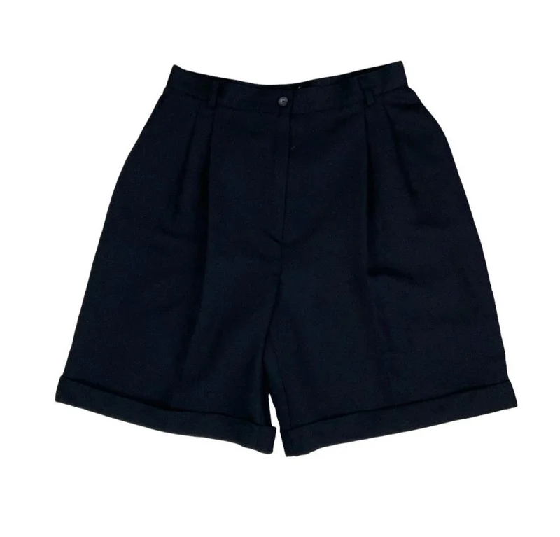 VTG 90s 'LAURA ASHLEY' BLACK HIGH-WAIST HOLIDAY BEACH CHINO SHORTS SMALL 6