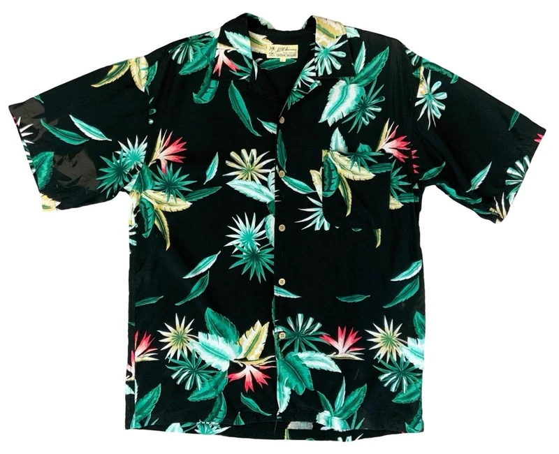 VTG GLOVE HOUSE HAWAIIAN MADE ALOHA SHIRT COTTON TIKI ROCKABILLY HAWAII LARGE