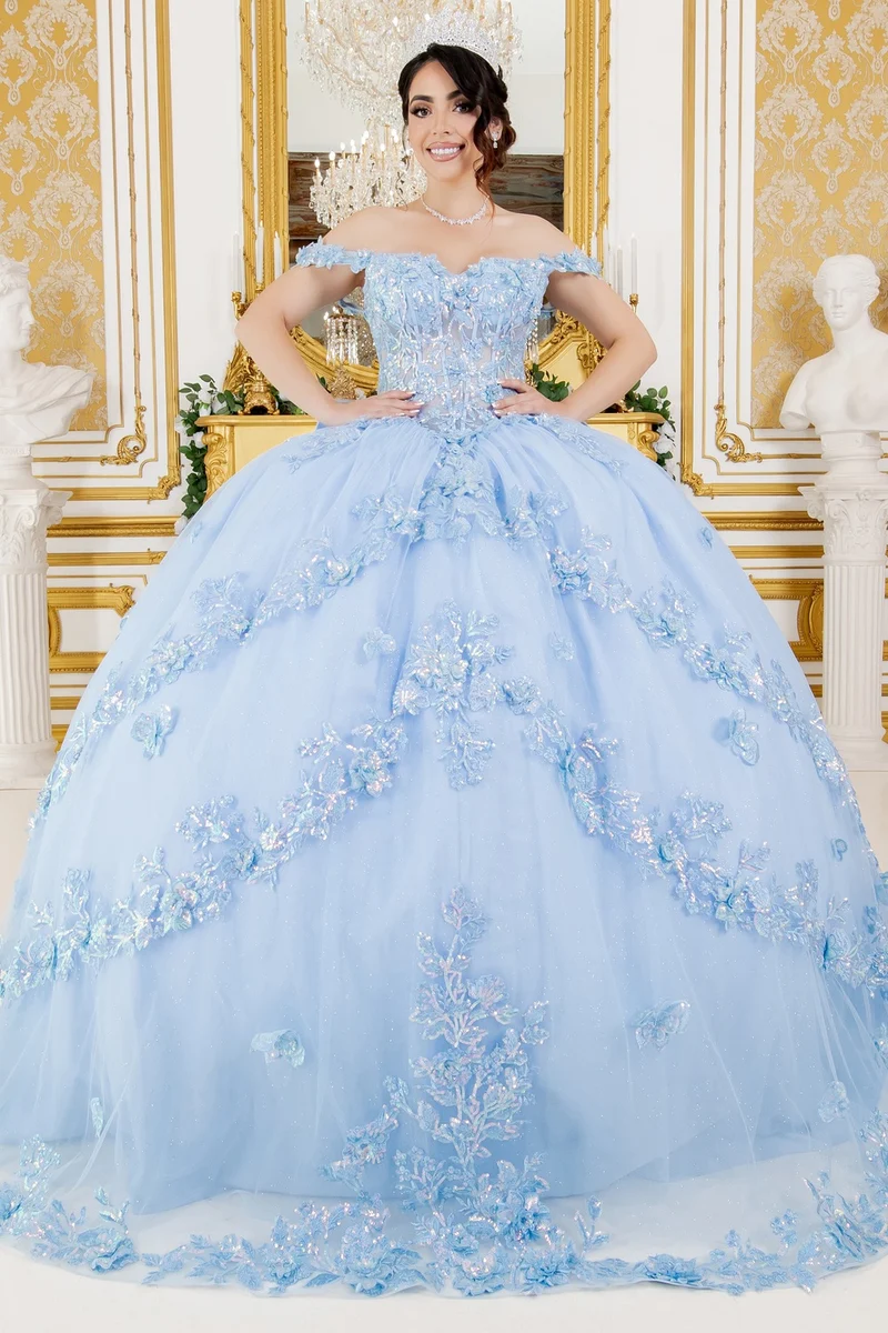 Tvåfärgad Quinceanera-klänning med svans från Cinderella Couture USA AS8310J