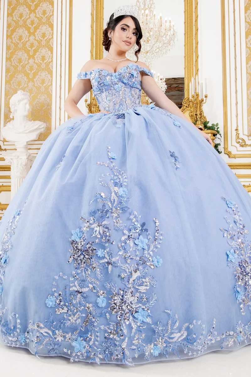 Hjärtformad Quinceanera-klänning med A-linjeformad halsringning från Cinderella Couture USA AS8125J