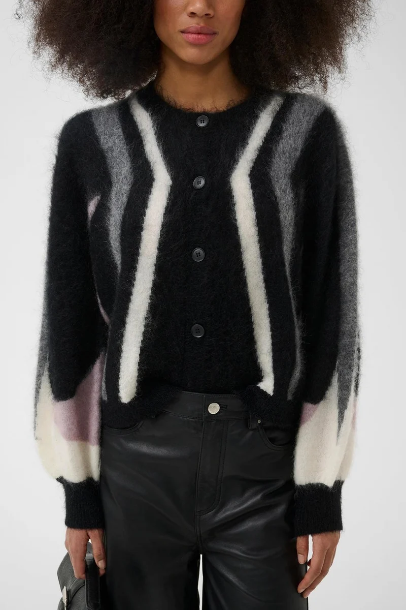 Gestuz - Gzdebbie Multi Cardigan 10911645 - 1000039 - Black/Off White/Grey/Quail