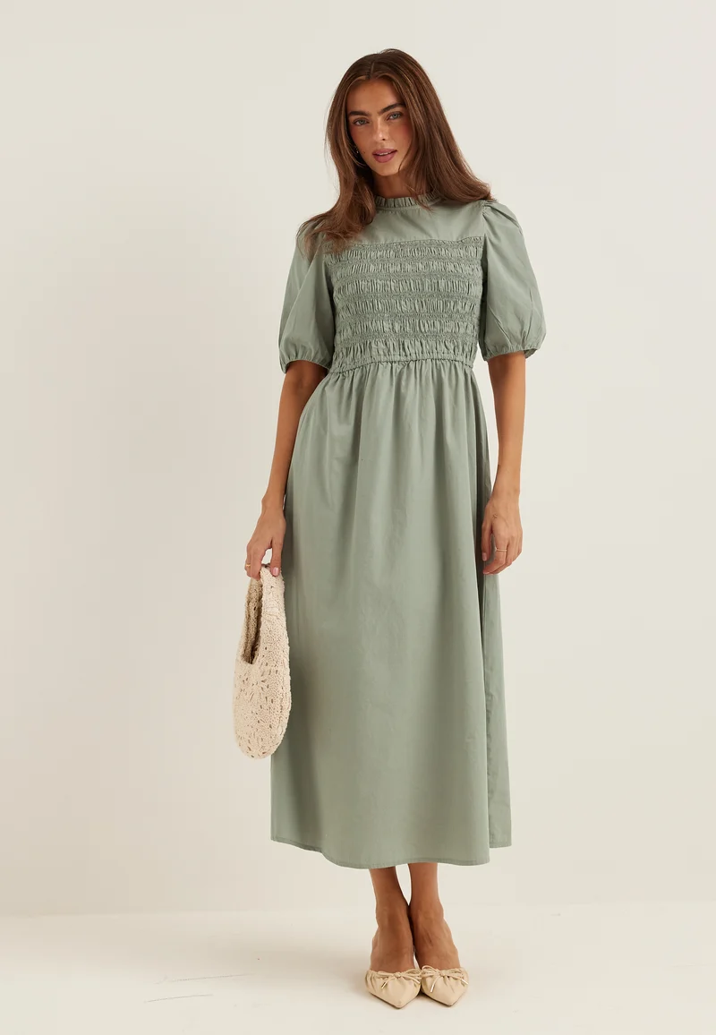 Smock Short Sleeve Cotton Dress
