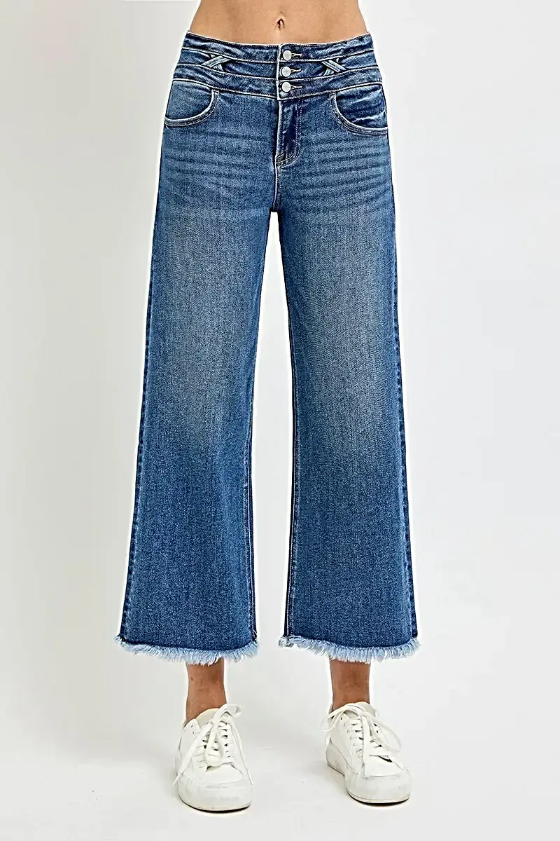 Trendsi High Rise Wide Leg Jeans med Unik Bred Banddetalj - Enkel Chic Stil