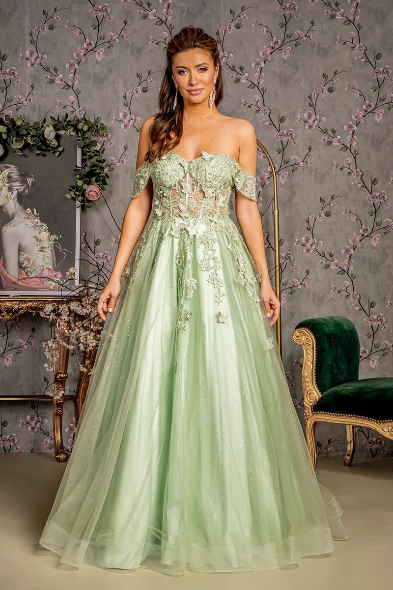 Butterfly Off Shoulder A-Line Formell Klänning för kvinnor från GLS by Gloria - GL3296 - Special Occasion/Curves