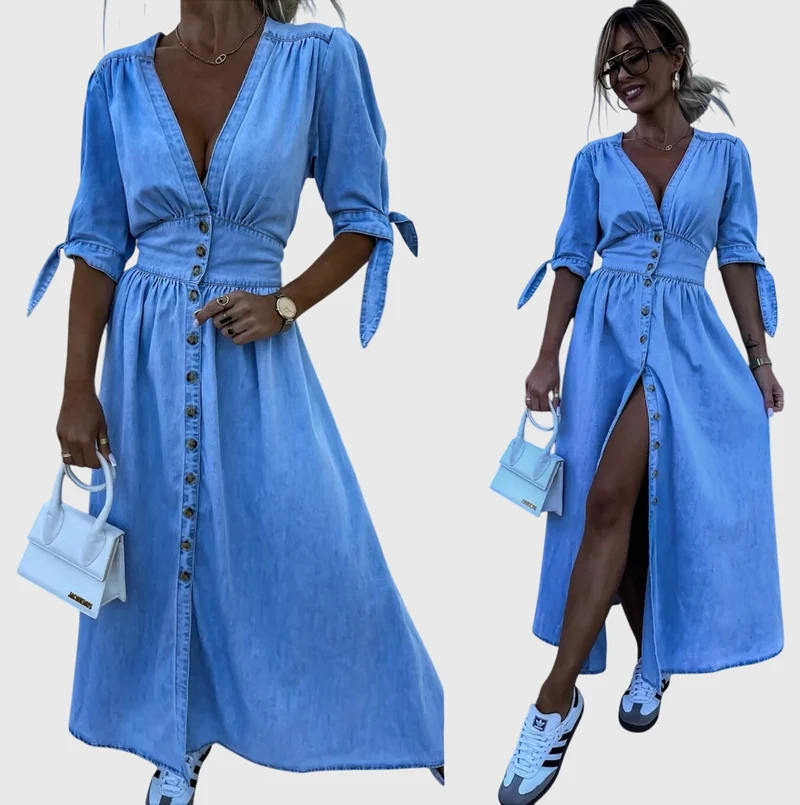 Sophia | Elegant Denim Klänning