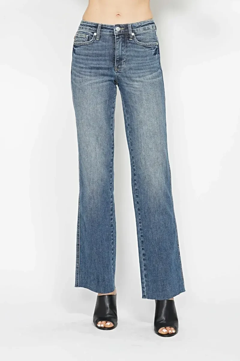 Judy Blue Magkontrolljeans För Damer - Fullstorlek Raka Ben & Bekväm Passform