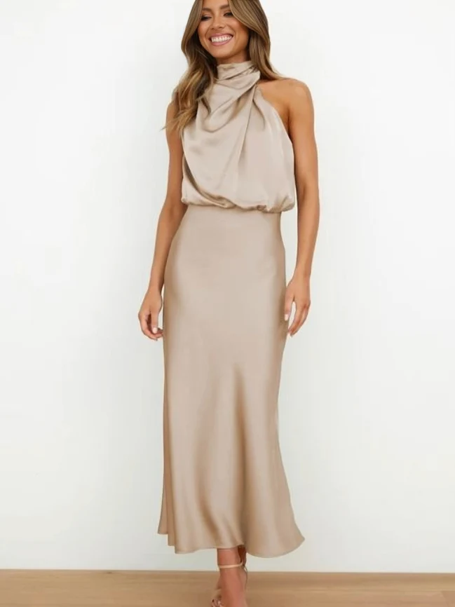 Faith | Kvinnors Chic Halterneck Aftonklänning