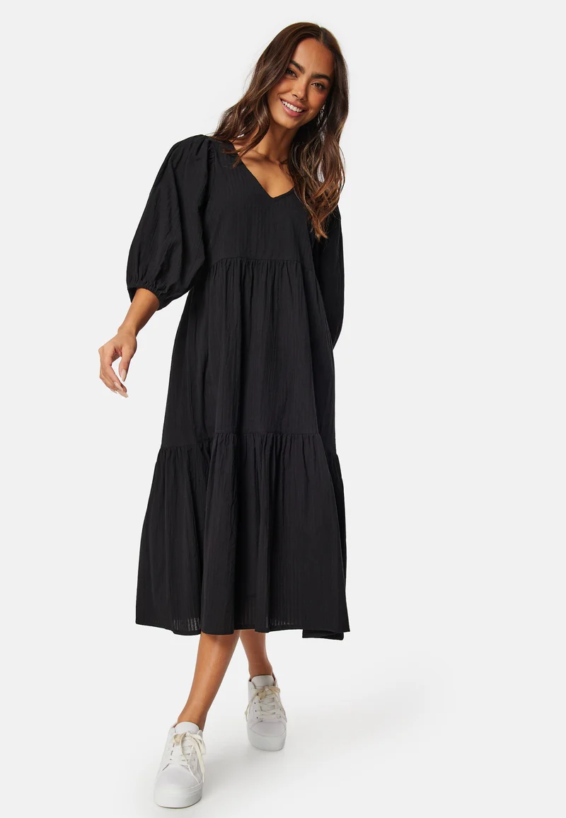 Balloon Sleeve Cotton Dress