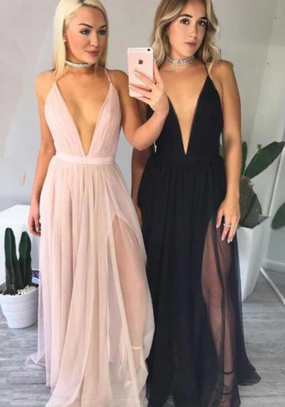 Plunge V-ringad aftonklänning | Sexig Flowy Boho balklänning