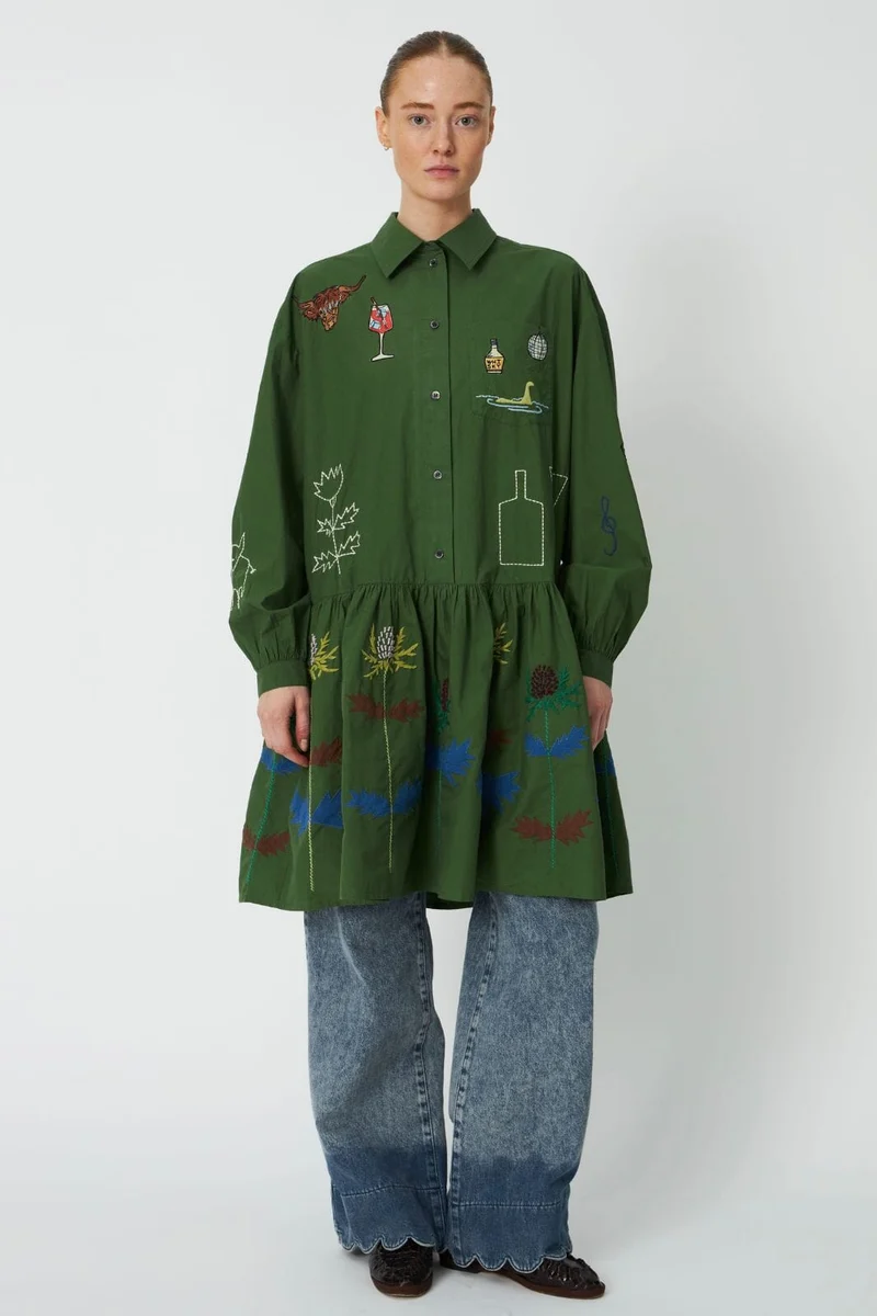 Stella Nova - Small Embroidery Dress Co63-4568 - 250 Green Leaf