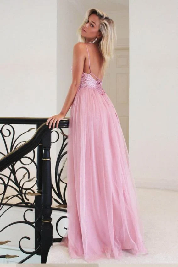 Delikat Rosa Senior Graduation Long Prom Dress | Festklänning