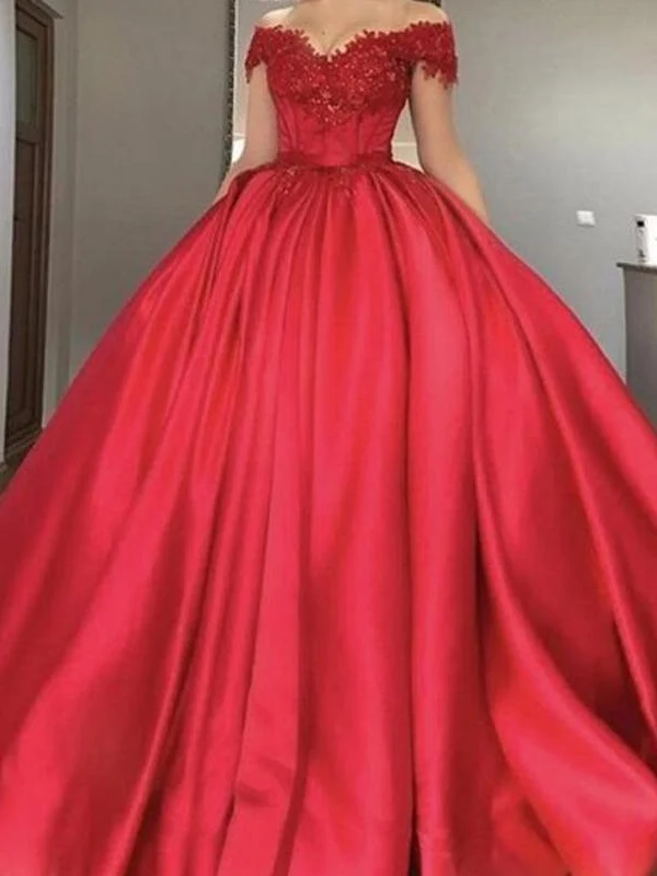 Tillfälle Röd Balklänning Off Shoulders Bröllopsklänning | Quinceanera klänningar