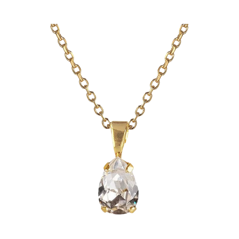 Mini Drop Necklace Gold - Crystal