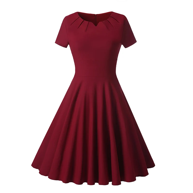 Vintage Korta Bourgogne Modest Bridesmaid Klänningar med korta ärmar