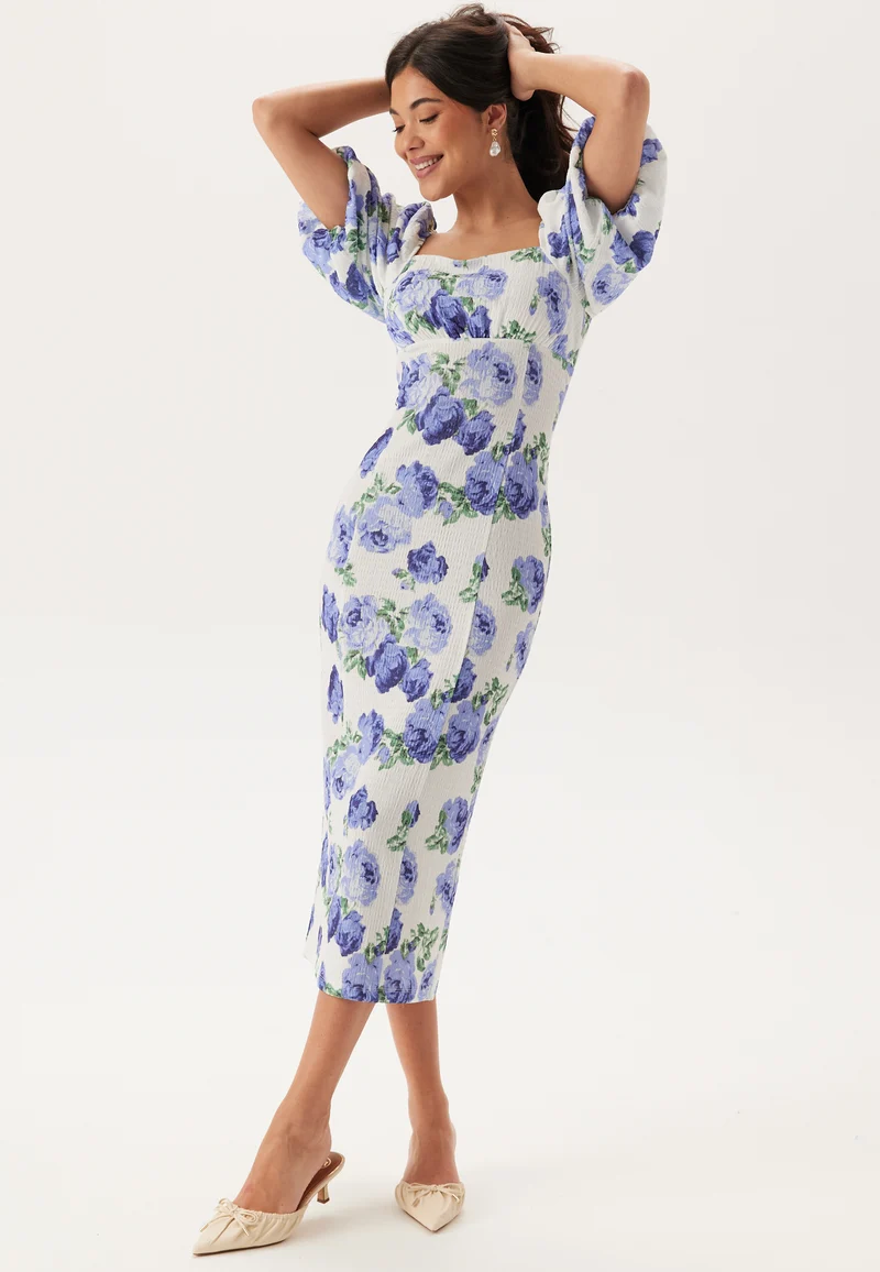 Volume Sleeve Midi Dress