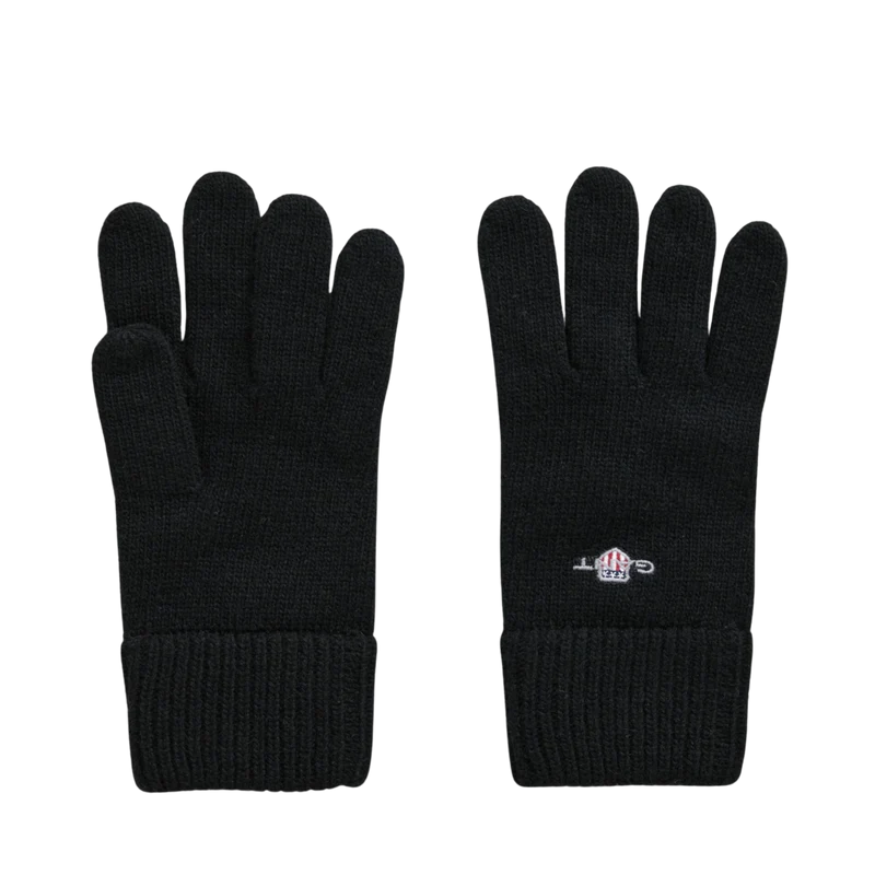 Cotton Blend Logo Gloves - Black
