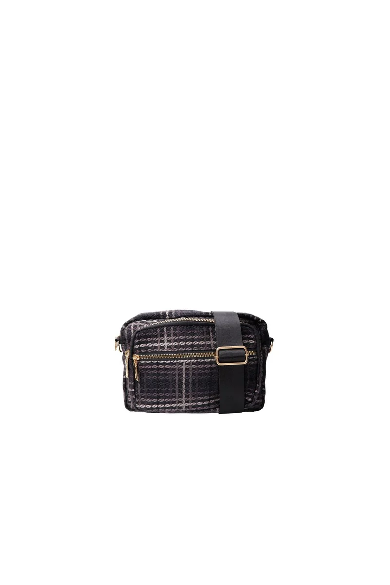Black Colour - Bcvanda Check Crossover Bag 9386 - Black
