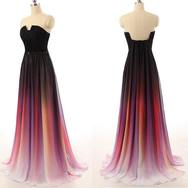 Ombre Chiffong Flerfärgad lång balklänning | Lång aftonklänning | Dip Dye Brudtärnklänning