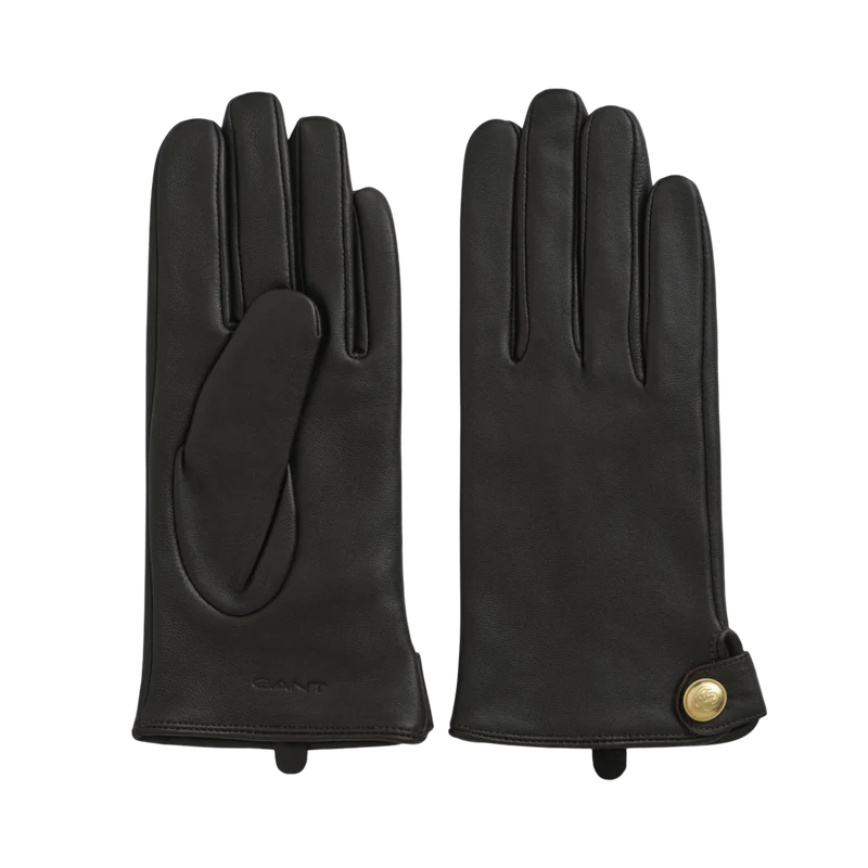 Buttoned Leather Gloves - 202 Deep Brown