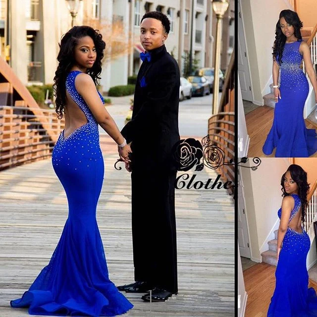 Kungsblå balklänning för kurvig tjej | Mermaid Black Girl Prom Dress Special Occasion Dress