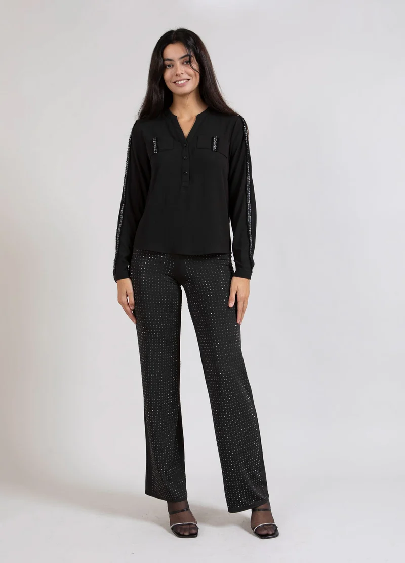 BYXOR MED STRASS - MYNTE PASSFORM - Black