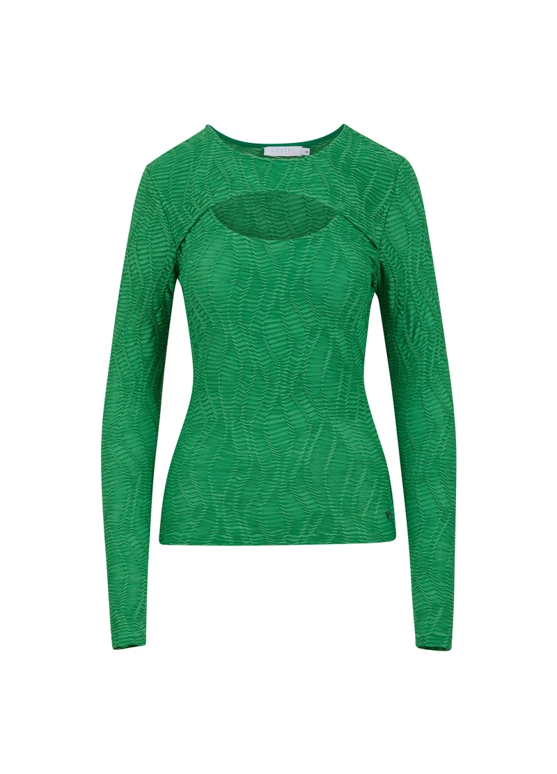 LÅNGÄRMAD T-SHIRT MED STRUKTUR - Leaf green