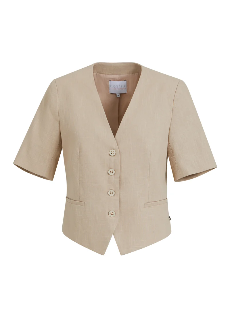 CROPPAD BLAZER M. KORTA ÄRMAR - Light beige