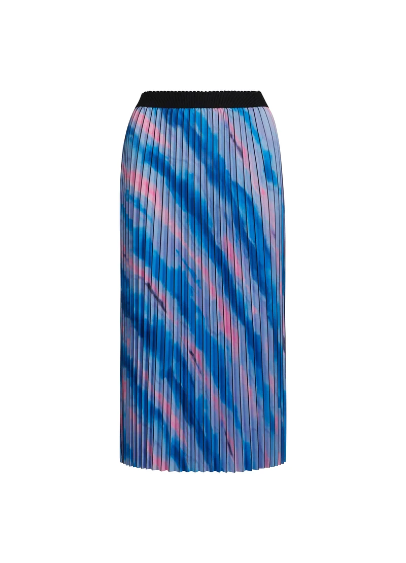 VECKAD KJOL M. BLEKT RANDIGT MÖNSTER - Faded stripe print blue