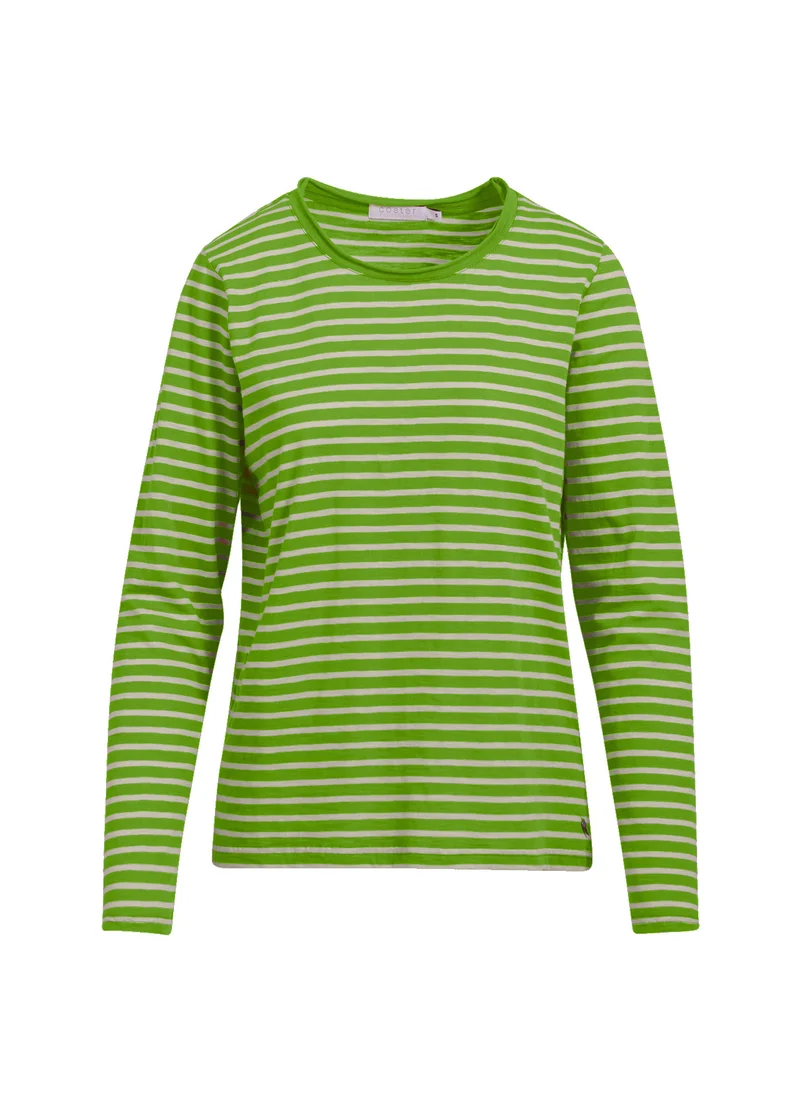 LÅNGÄRMAD T-SHIRT M. RÄNDER - Flash green cream stripe