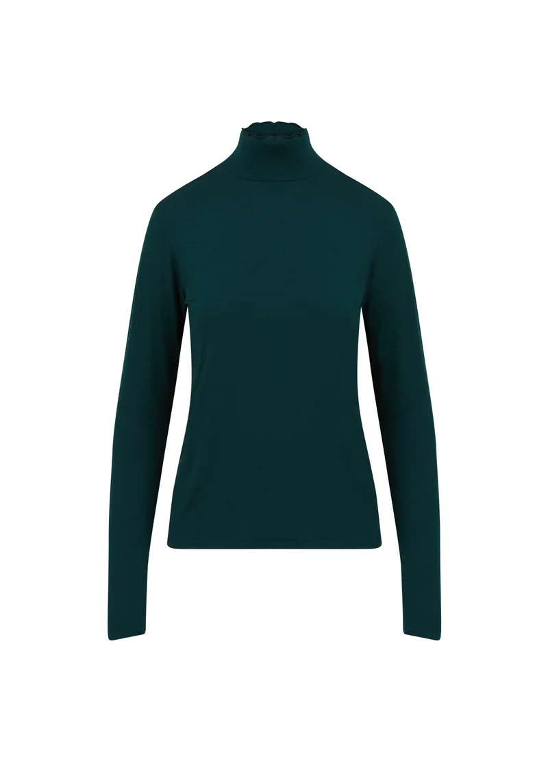 HEART SOFIA BLOUSE, HÖG HALS - Dark green