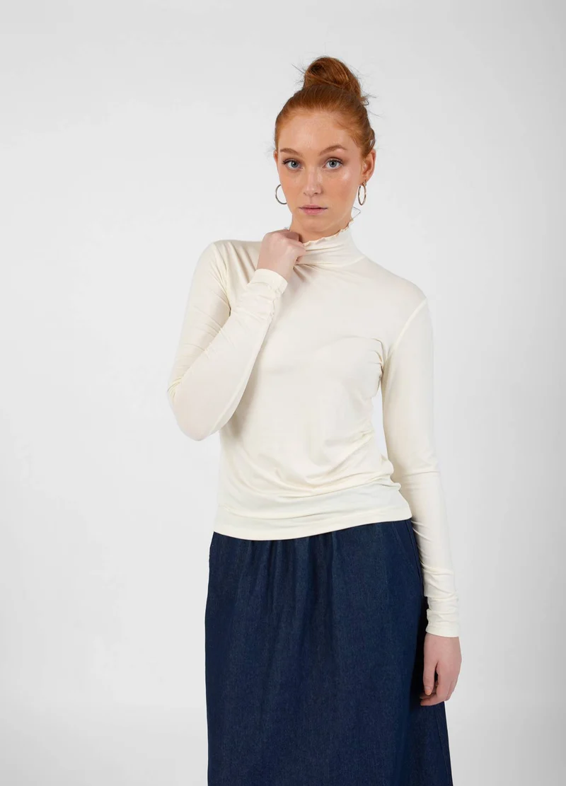 HEART SOFIA BLOUSE, HÖG HALS - Cream