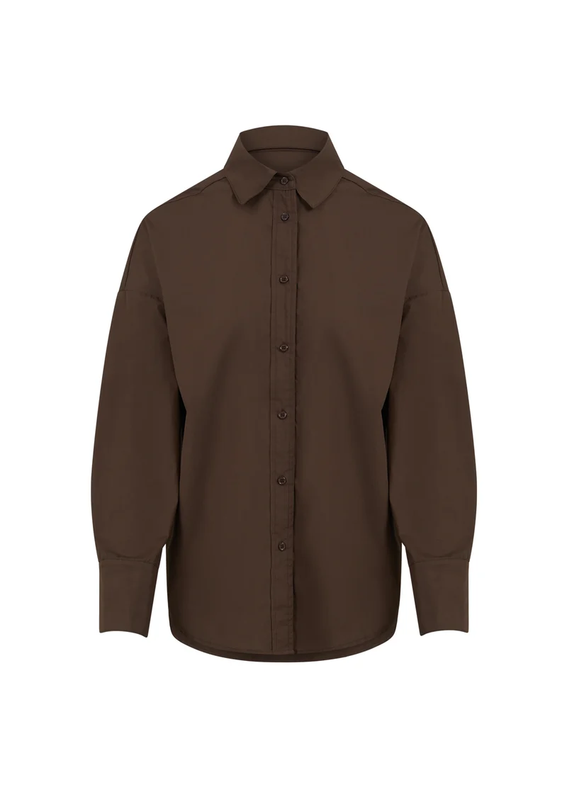 CC HEART HARPER OVERSIZED BOMULLSSKJORTA - Coffee