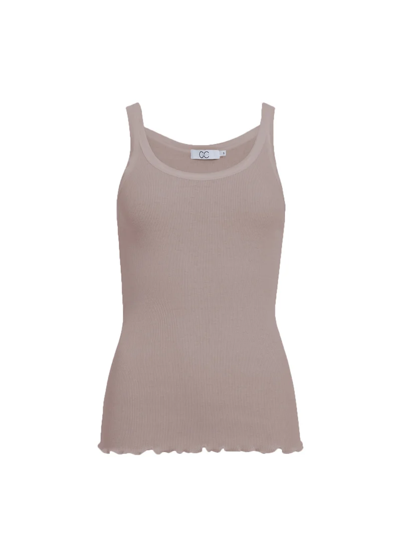 HEART SILK TOP - Dark Sand