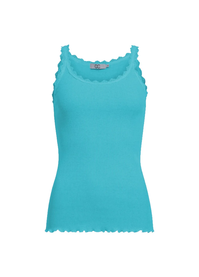 CC HEART SIDEN-TOP MED SPETS - Aqua blue