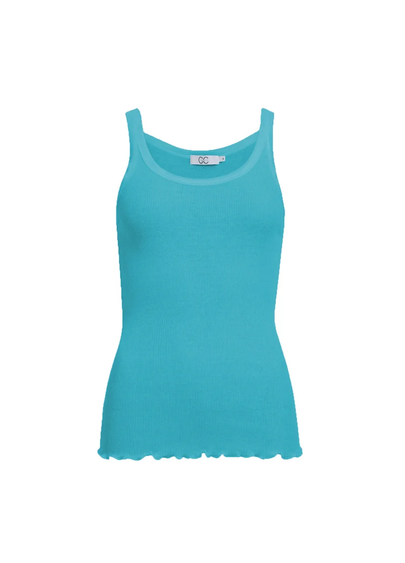 HEART SILK TOP - Aqua blue