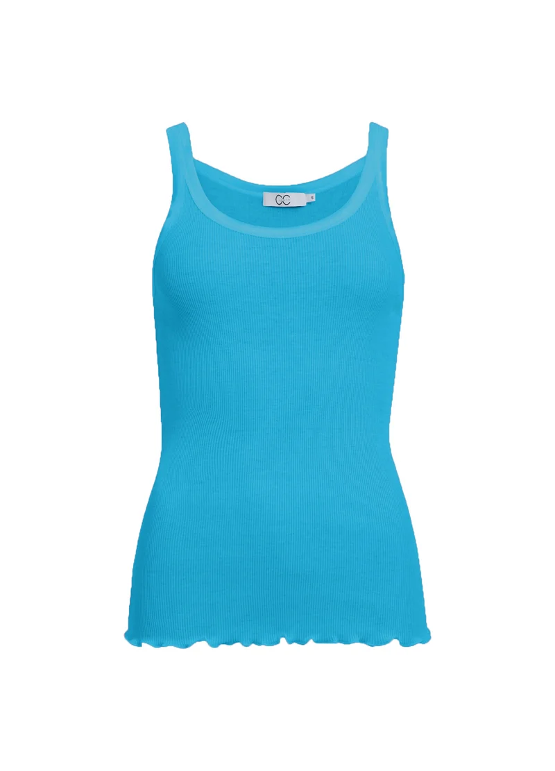 HEART SILK TOP - Blue lagune