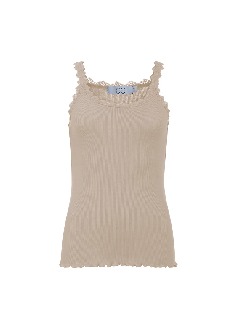 CC HEART SIDEN-TOP MED SPETS - Tan