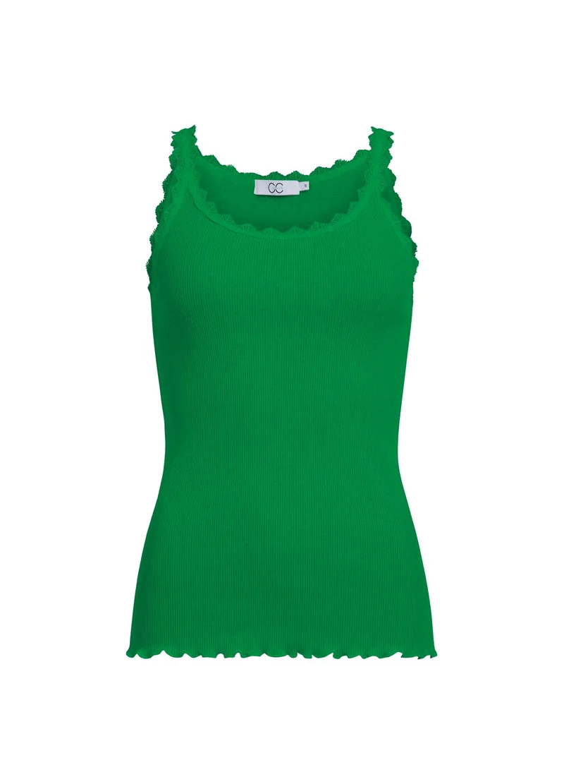 CC HEART SIDEN-TOP MED SPETS - Emerald green