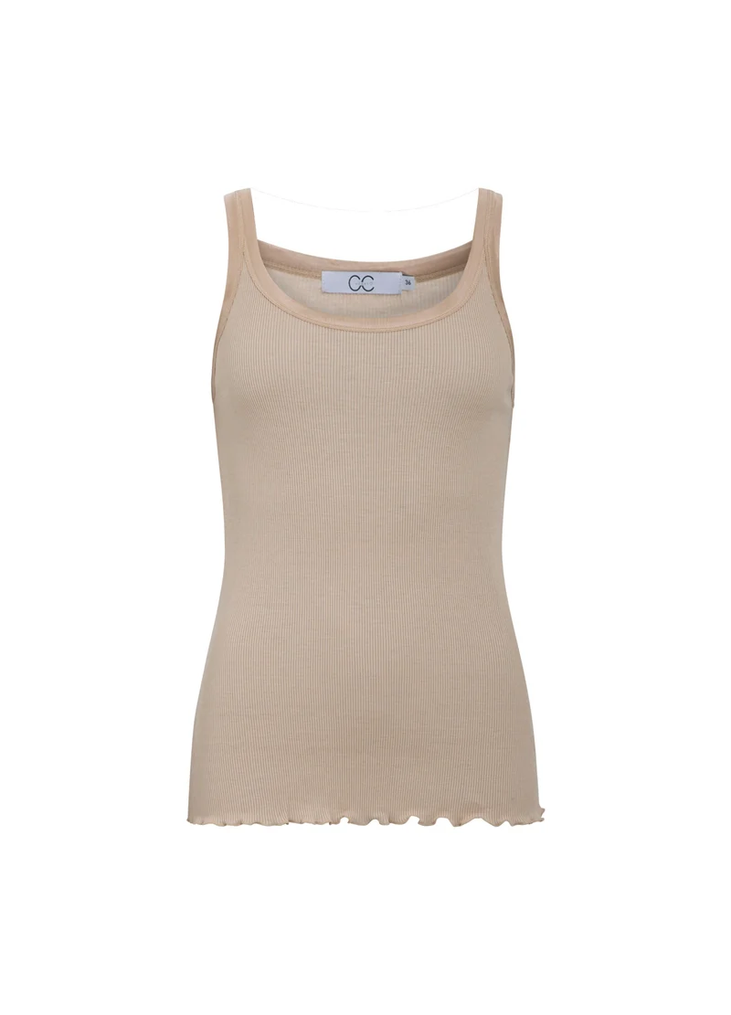 HEART SILK TOP - Tan